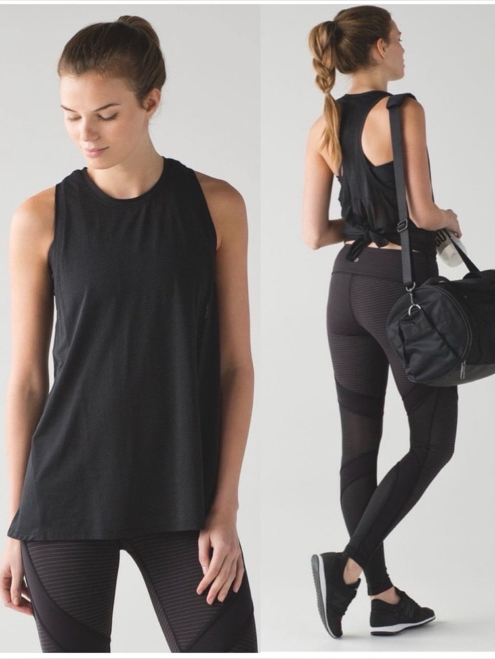 Lululemon Conduit Singlet Black Muscle Tank Top Split Back Tie Racerback 6